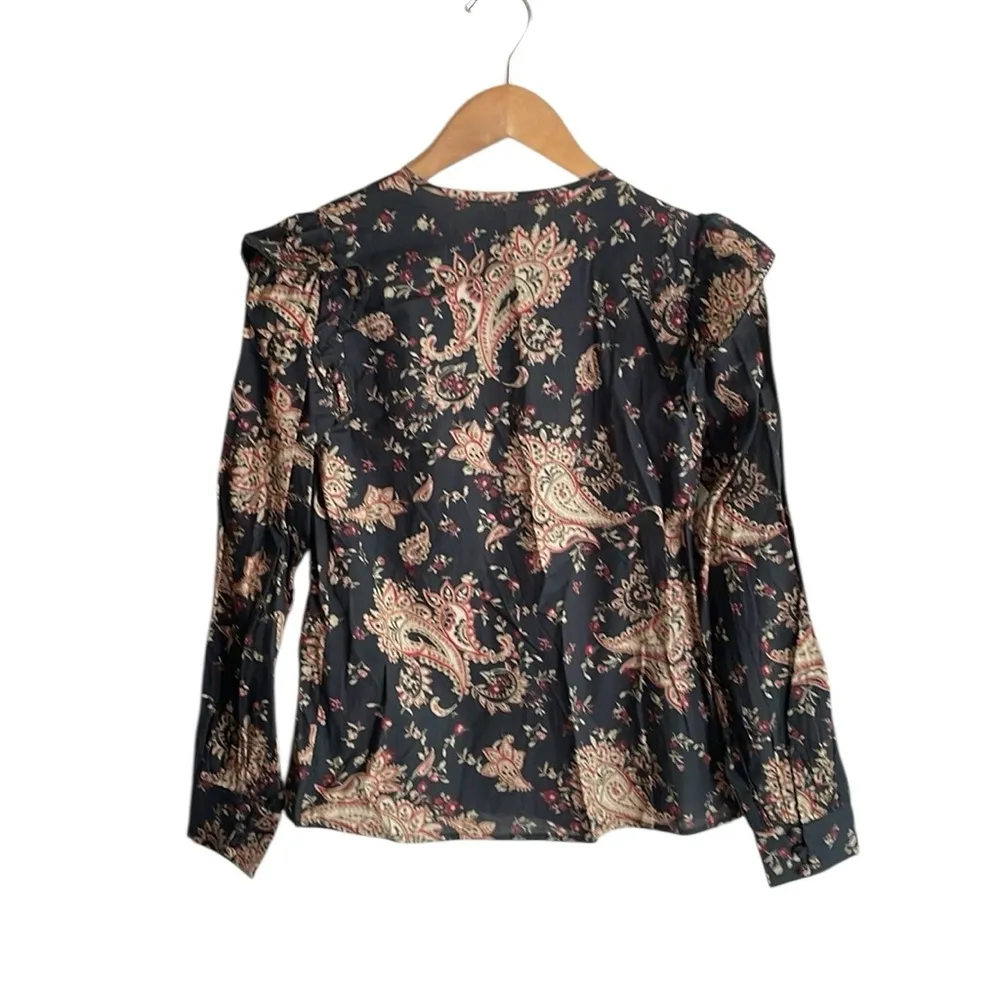 Sezane Meadow Floral Blouse Black Multi - Image 3