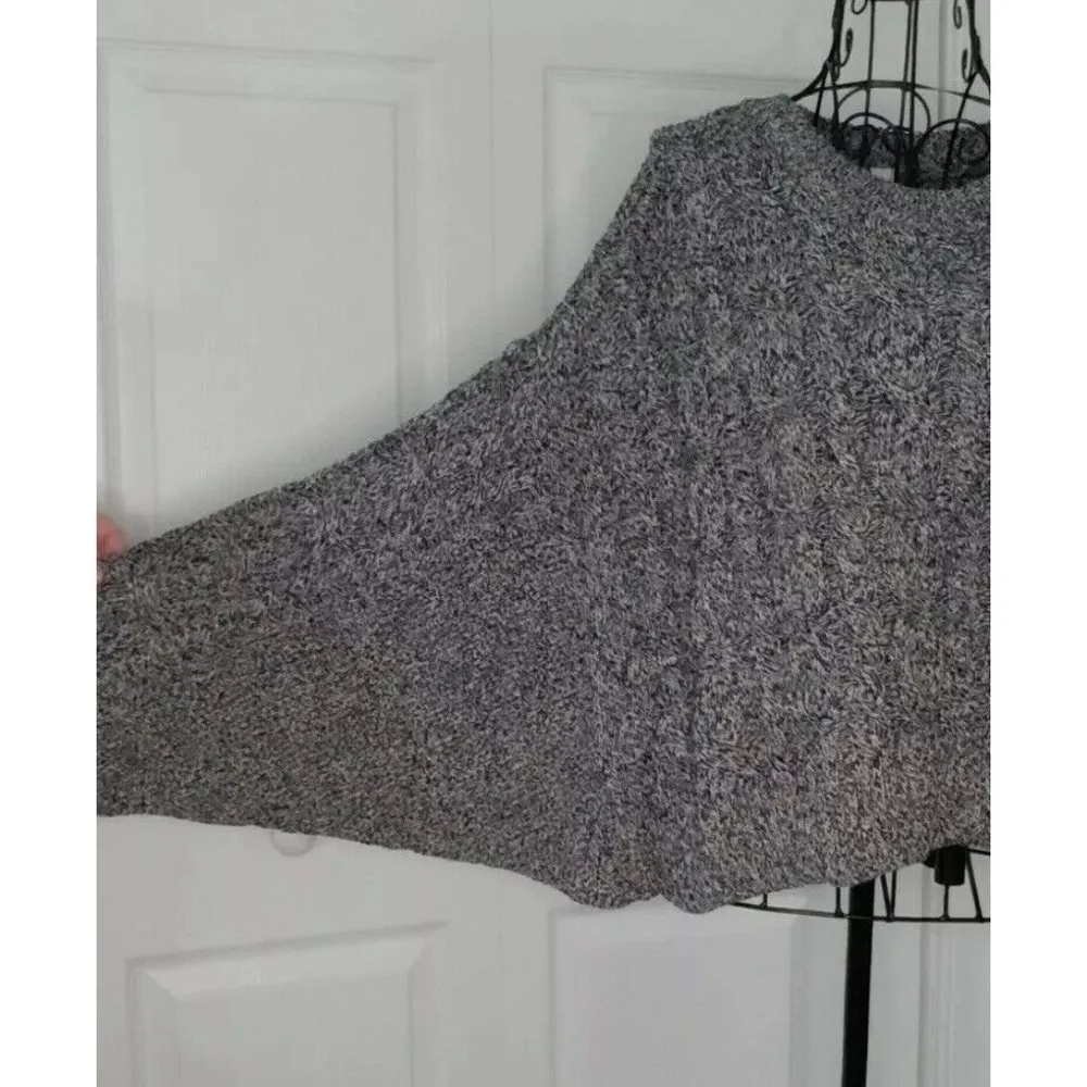 Topshop Sweater Gray Heather Crop Crewneck Batwing Knit Pullover Top SZ 8-12 - Image 6