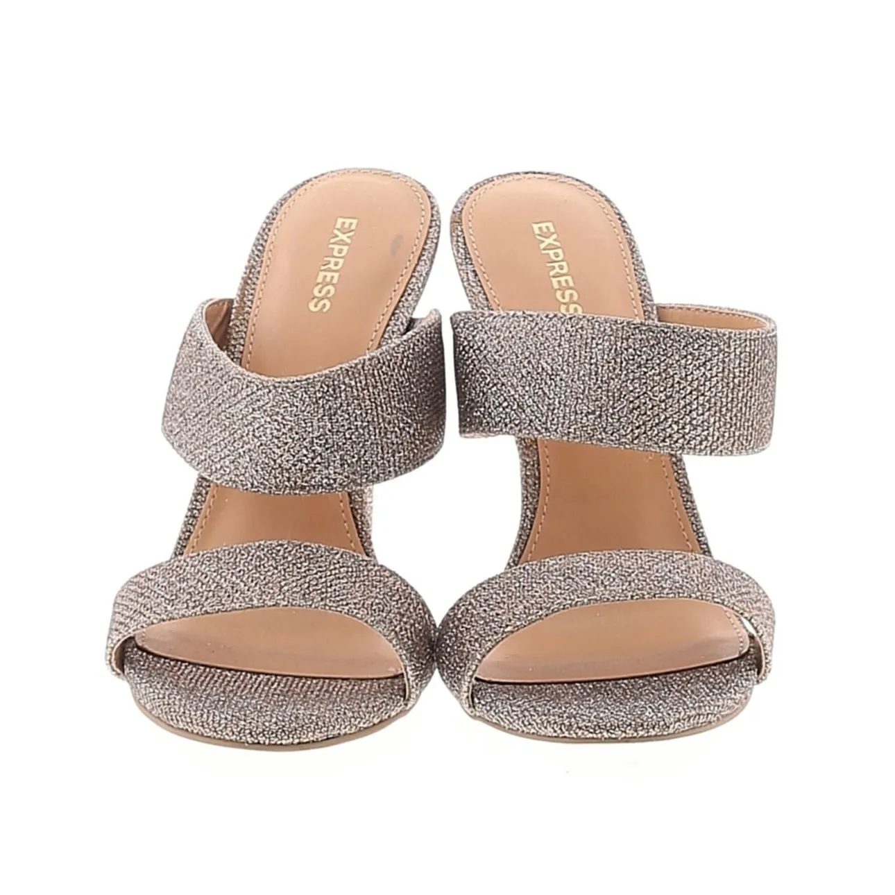 Express Shimmery Slip On Open Toe Pump Bronze/Silver 7 - Image 12