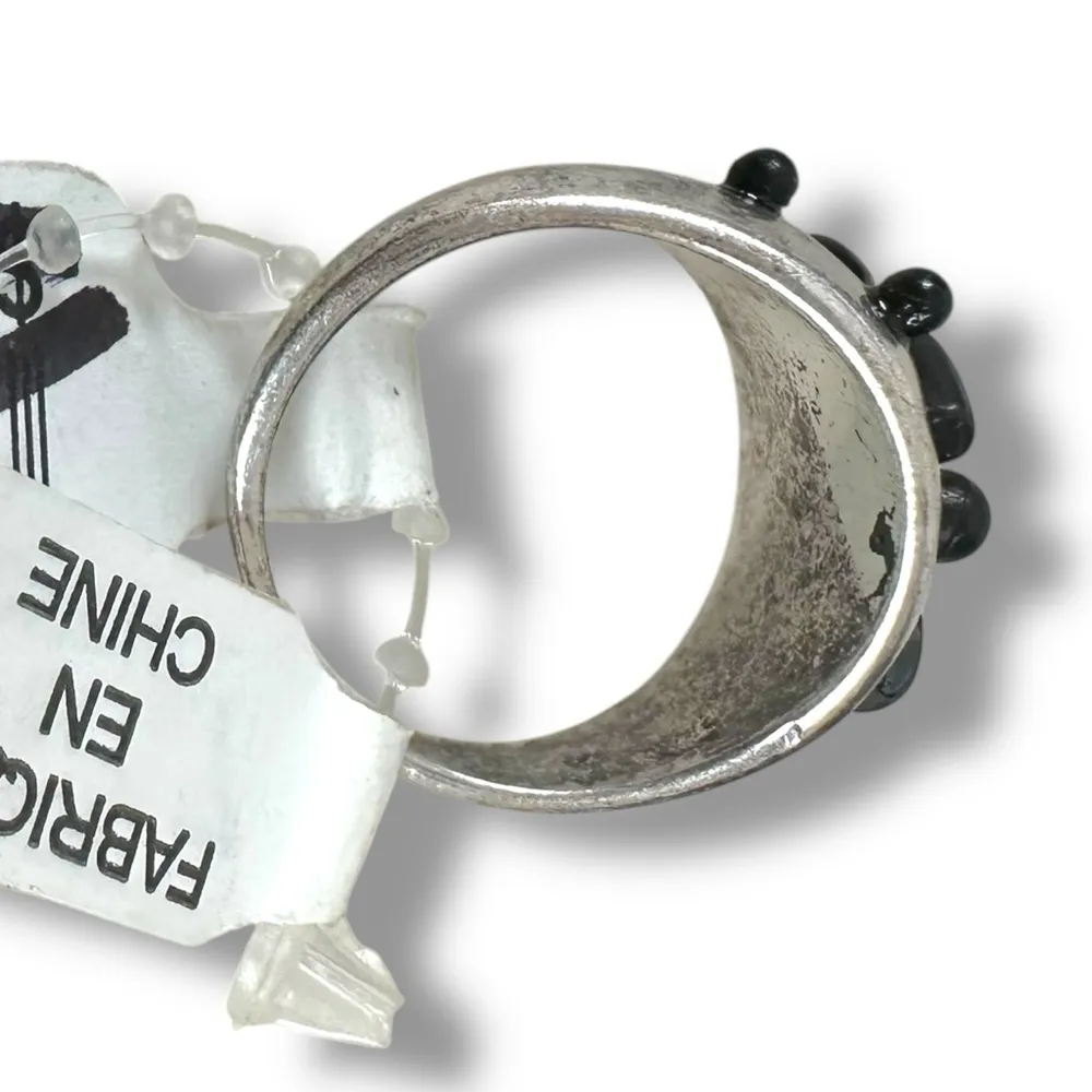 Free People Pixie Promo Ring Silver Black NWT Bohemian Grunge WhimsiGoth Size 7 - Image 8