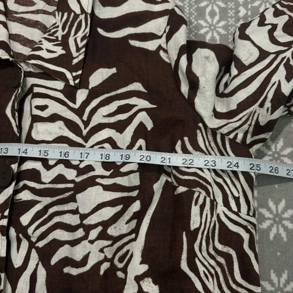 NWT Jones NY 100% Linen Tunic Top Button‎ Up Roll Tab Sleeve Shirt Tropical 2X - Image 11