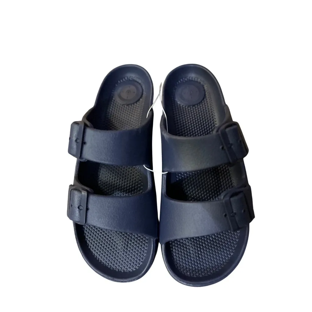 Totes Sandals Womens 8 Navy Blue Everywear Double Buckle Slide Waterproof Used - Image 2