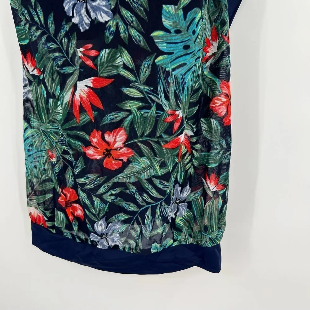 Swim by Cacique Swim tankini Top Blue floral flower print strappy plus Size 14 - Image 2