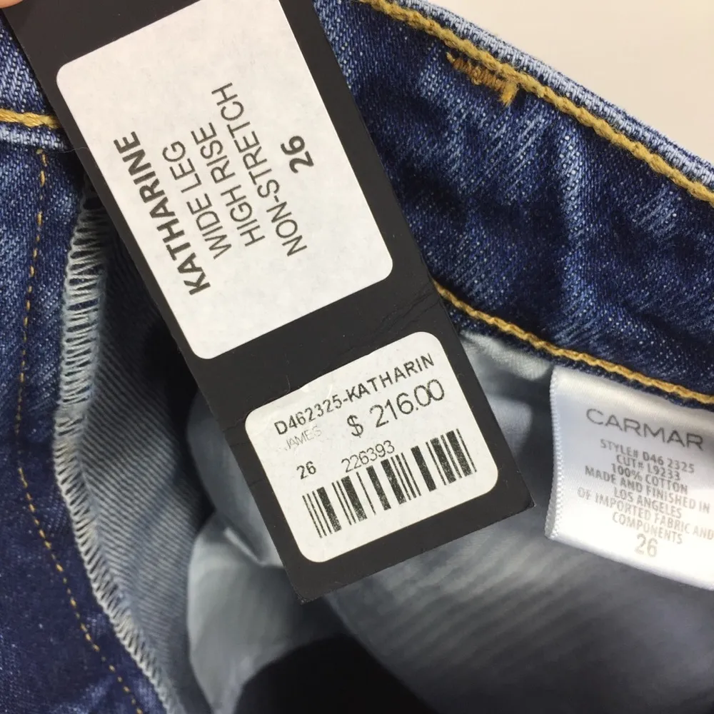 Carmar Katharine Jeans Wide Leg High Rise Sz 26 - Image 4