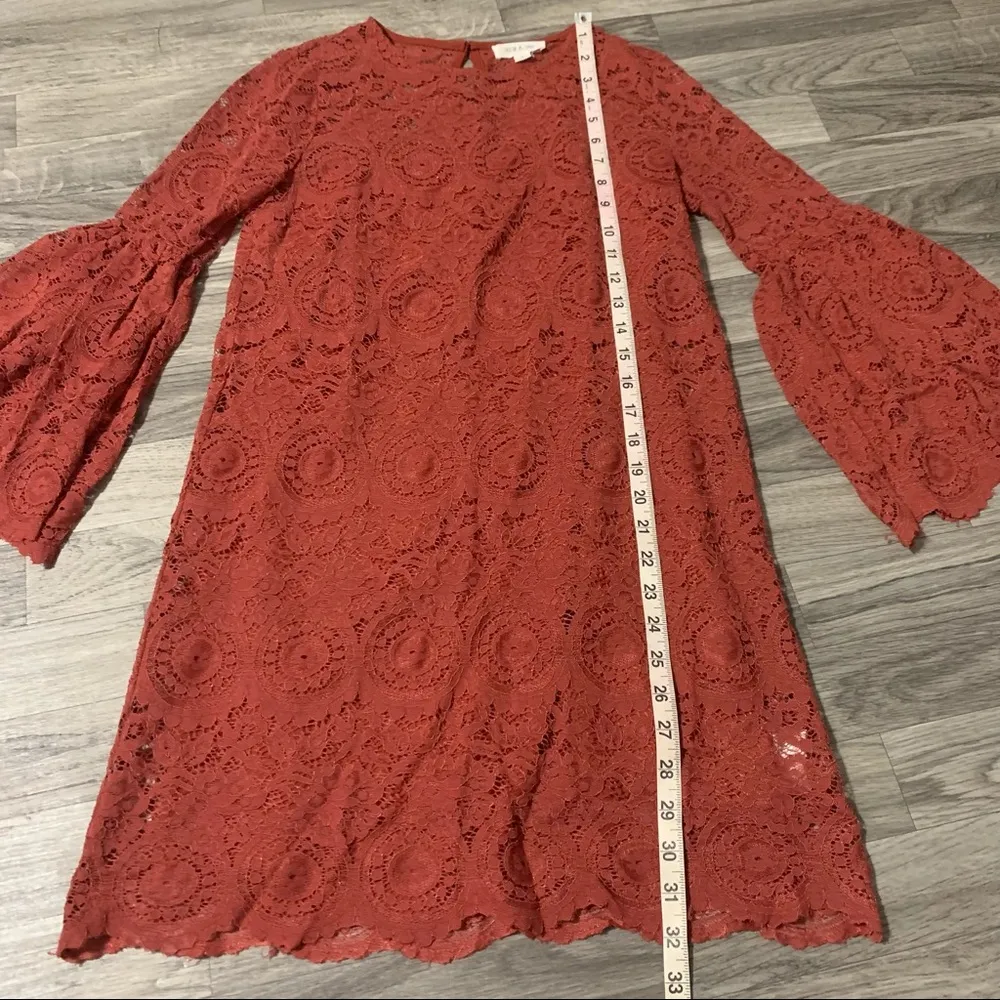 Taylor & Sage Orange Lace Long Sleeve Dress; Small Women’s Pit - Image 4