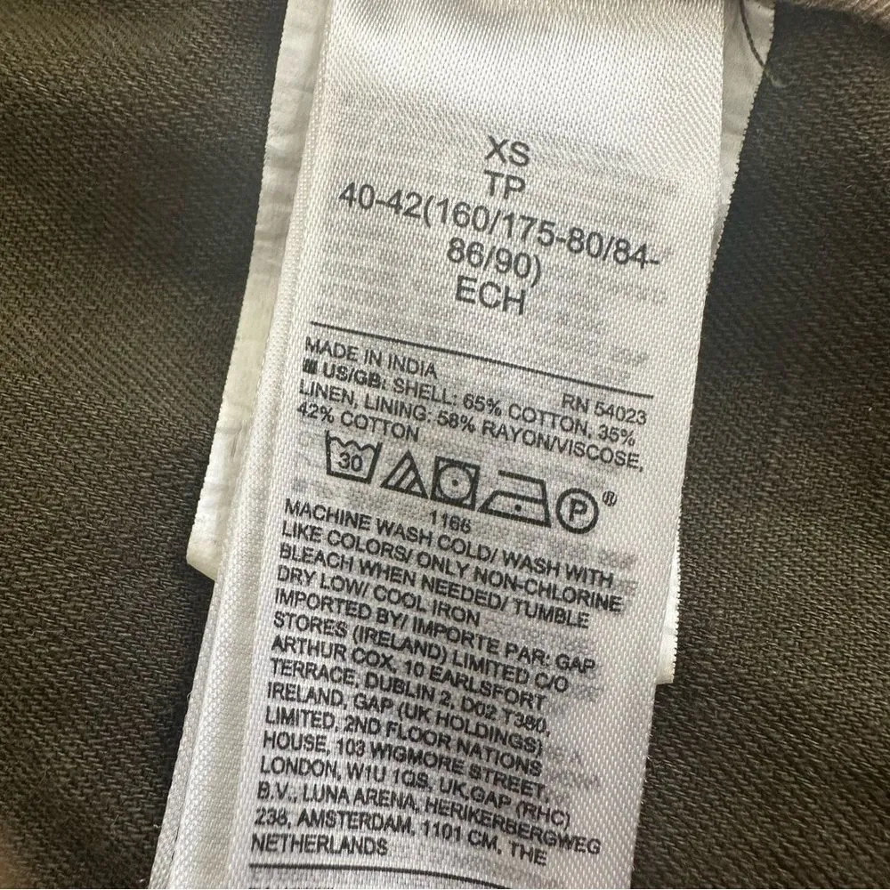 Banana Republic Linen Blend Essential Cargo Camo Green Jacket Size XS - Image 14