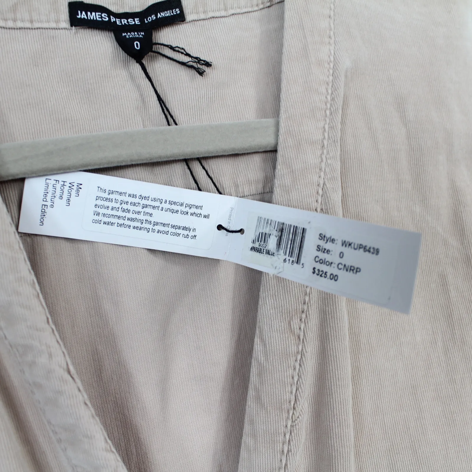 James Perse Ultra Fine Corduroy Jumper Jumpsuit Beige Neutral Nude Tan Size 0 - Image 9