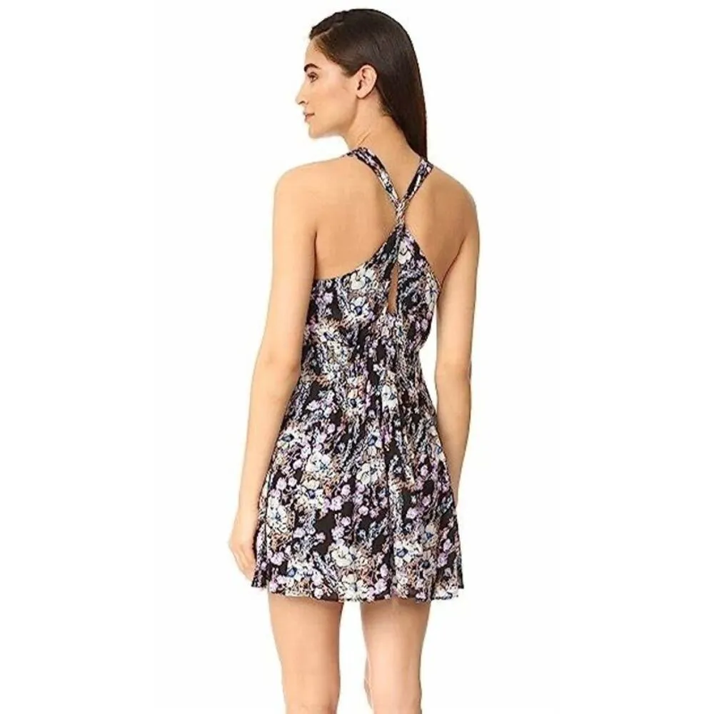 Free People Washed Ashore Black Floral Print Twist Back Mini Dress Size M - Image 2