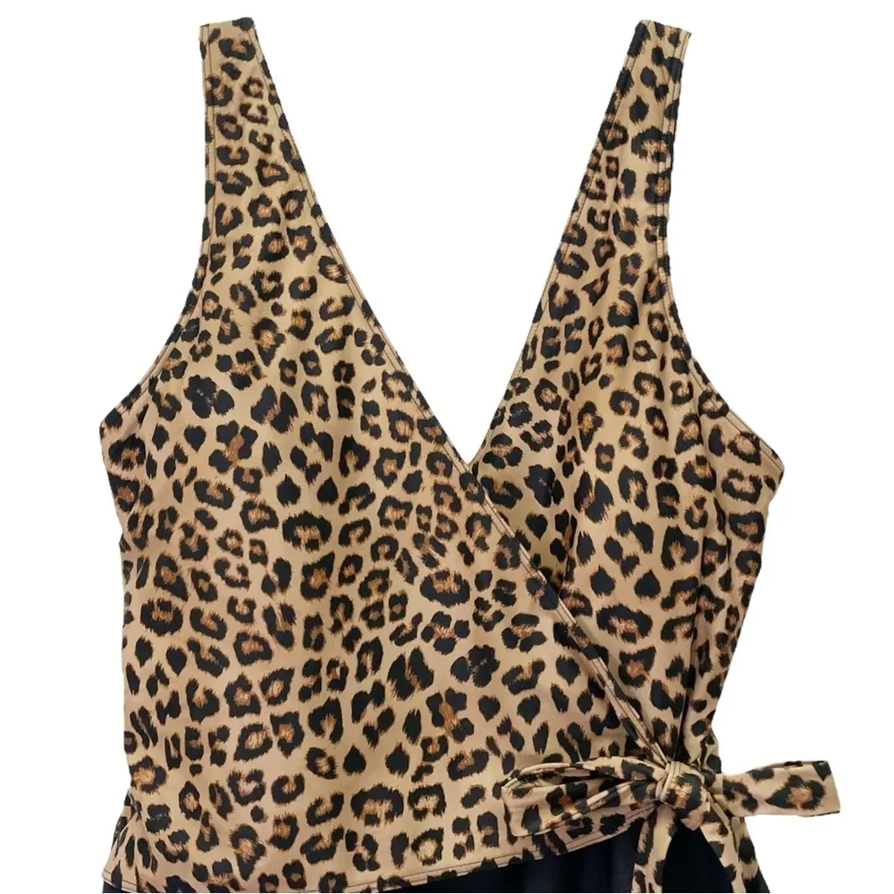 Summersalt Perfect Wrap One Piece Swimsuit Size 14 Leopard Black UPF 50+ - Image 8