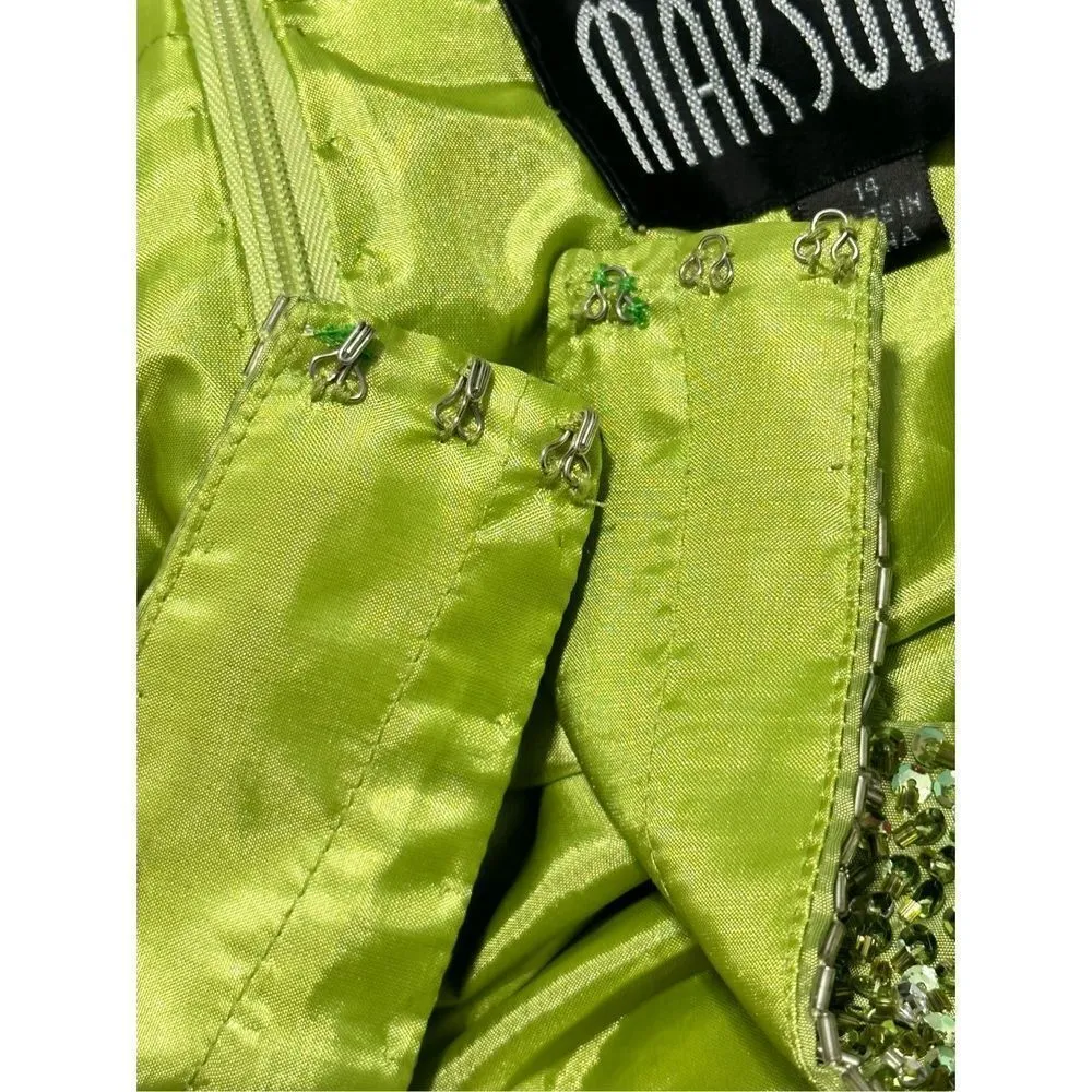 Marsoni Prom Gown Maxi Length Beaded Open Back Sweetheart Neckline‎ Green 14 Green - Image 14