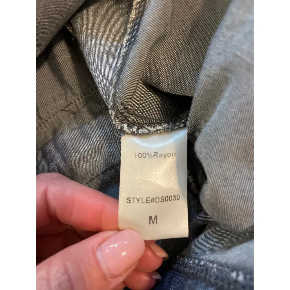 Mustard Seed Denim Tank Top Tie Waist Romper M - Image 4