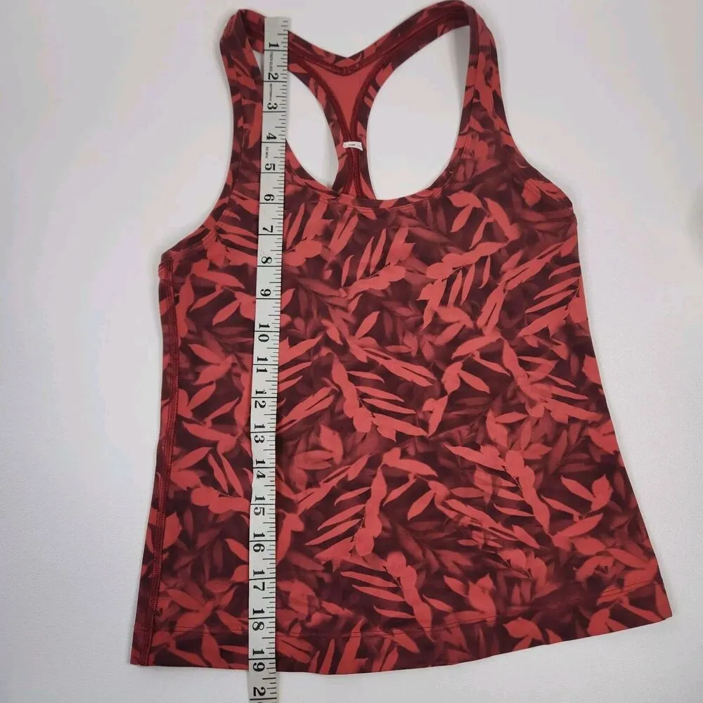 READ Lululemon Cool Racerback Tank Top Nulu Spray Leaf Fireside Red Multi Size 4 - Image 9