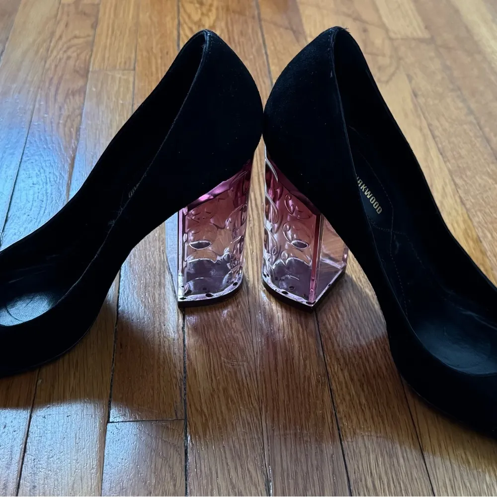 Nicholas Kirkwood Black and Pink suede chunky textured Heels six 37.5 square toe Size 7 - Image 7