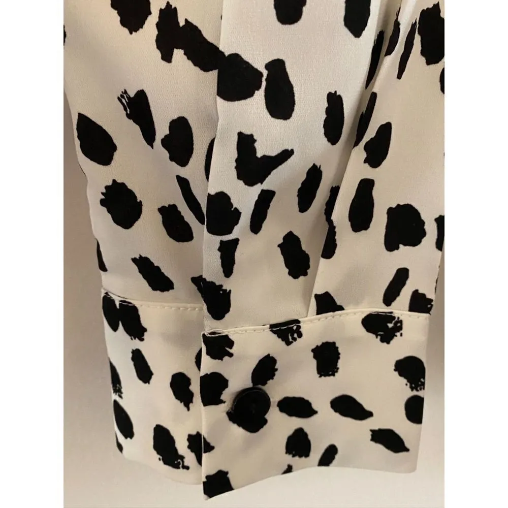 Cupshe Black White Spotted Blazer Long Sleeve Button Up Blouse Women's Size XS​ - Image 14