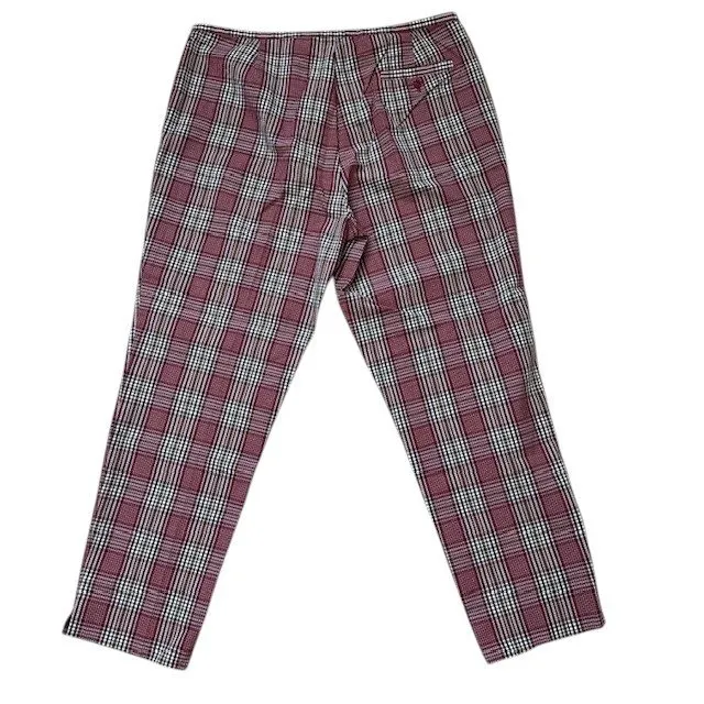 Vintage Esprit Plaid Pants Jr. Size 11/12 Maroon Green White Casual Career Capri - Image 6