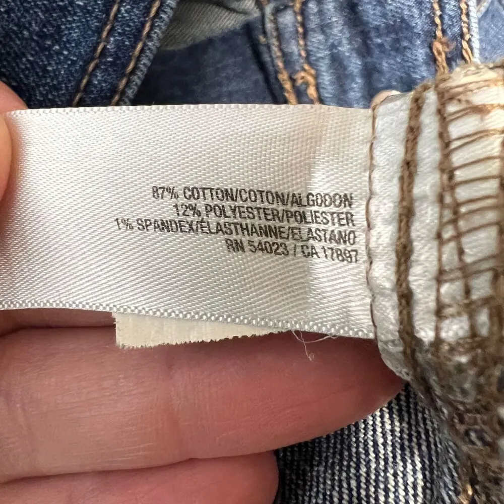 Old Navy Womens Blue Jean Jacket Stretch Dark Wash Denim Button Closure Medium - Image 11