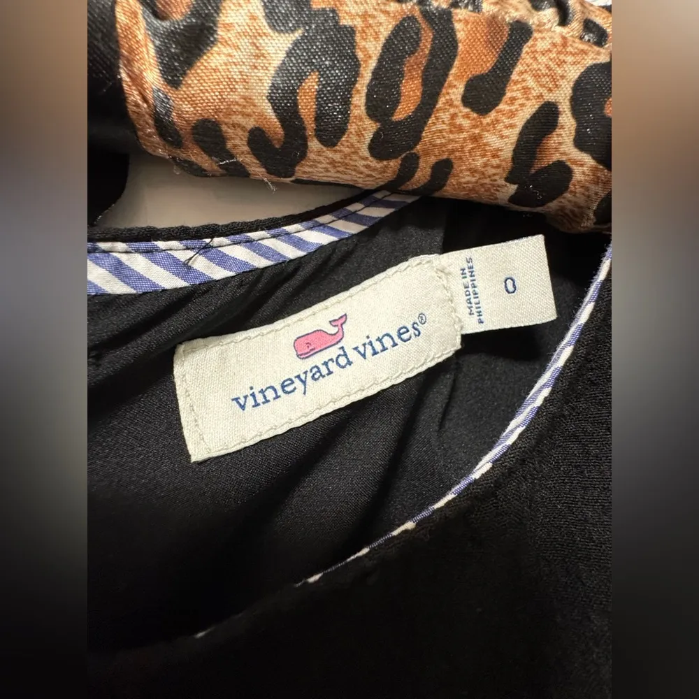 Vineyard Vines Black Sleeveless Seersucker Tie Waist Jumpsuit Size 0 - Image 5