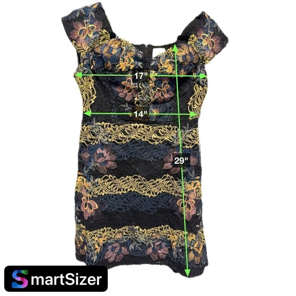 NWT Foxiedox off shoulder Lace Mini Dress Floral Embroidered Size Med - Image 7