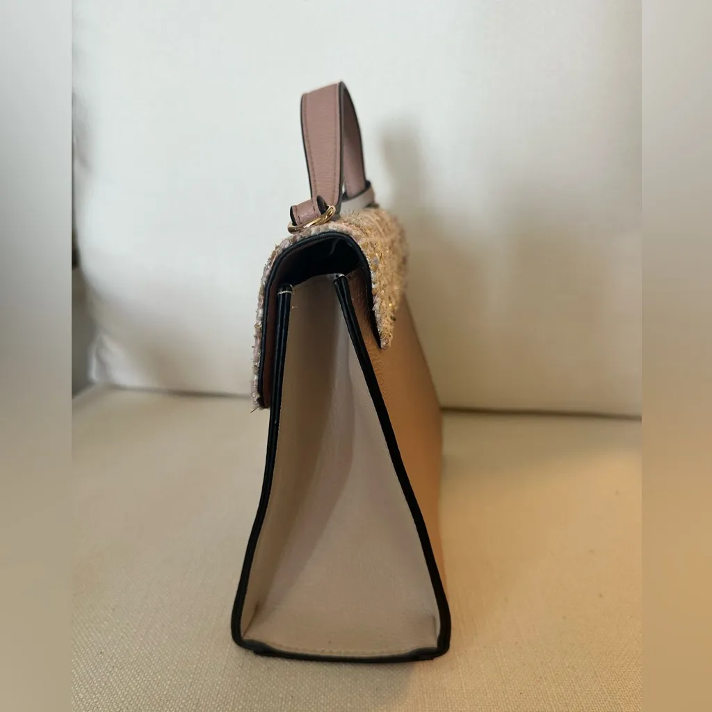 Dune London Blush Pink Tweed Boucle top Handle Bag can add Crossbody Strap - Image 4