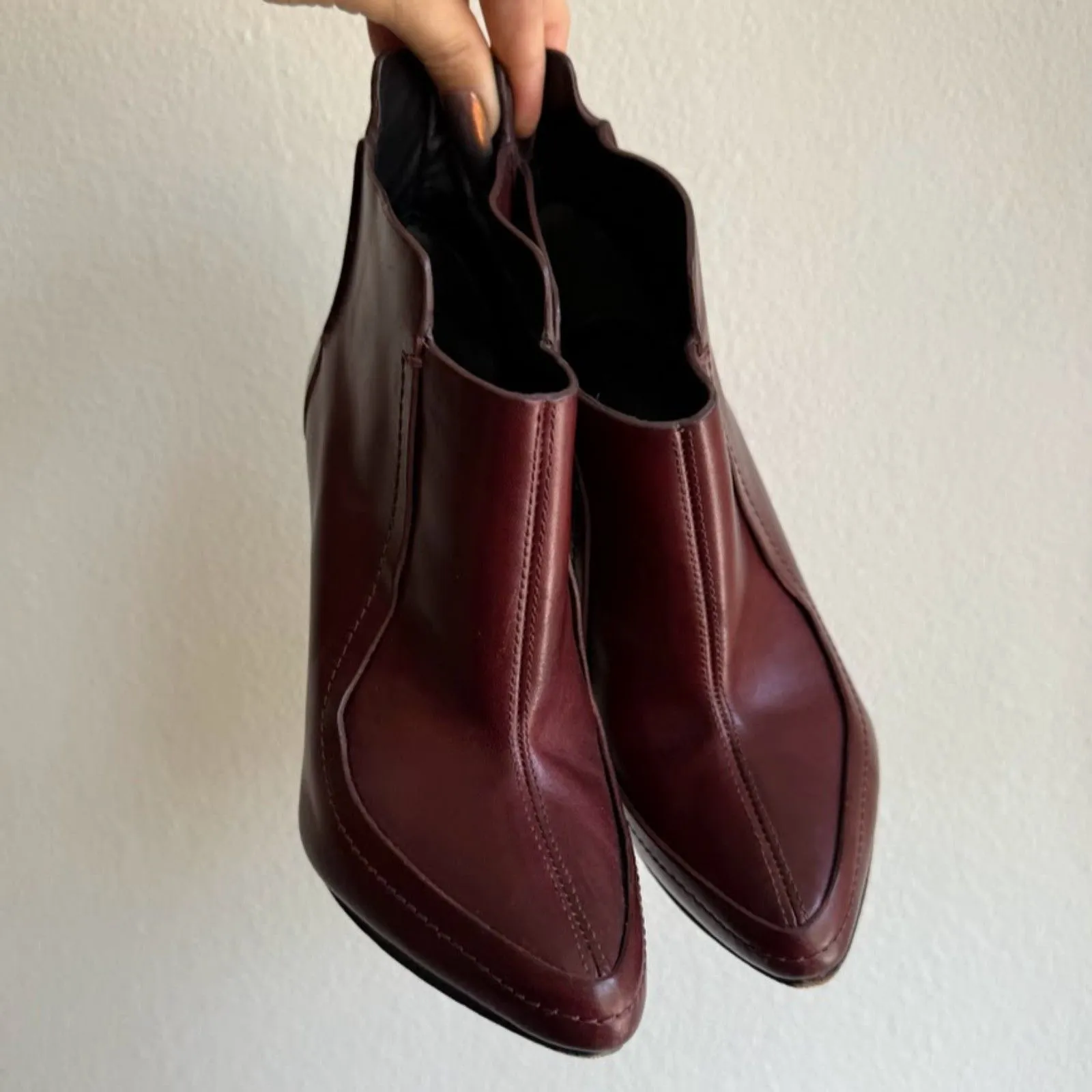 Alexander Wang Kim Oxblood Leather High Heel Ankle Booties with Pointed Toe EU36 - Image 2