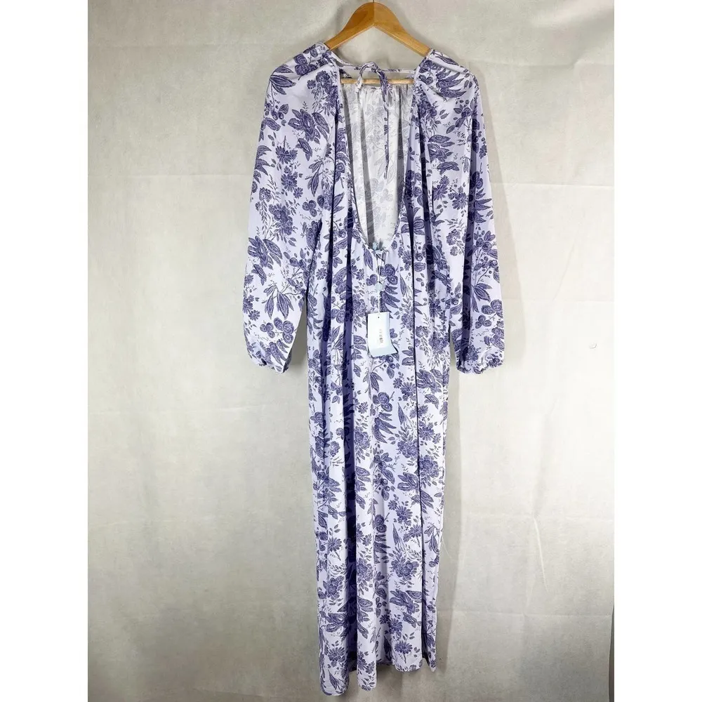 Hill House The Simone Maxi Dress in Lilac Tonal Floral Size XL - Image 2