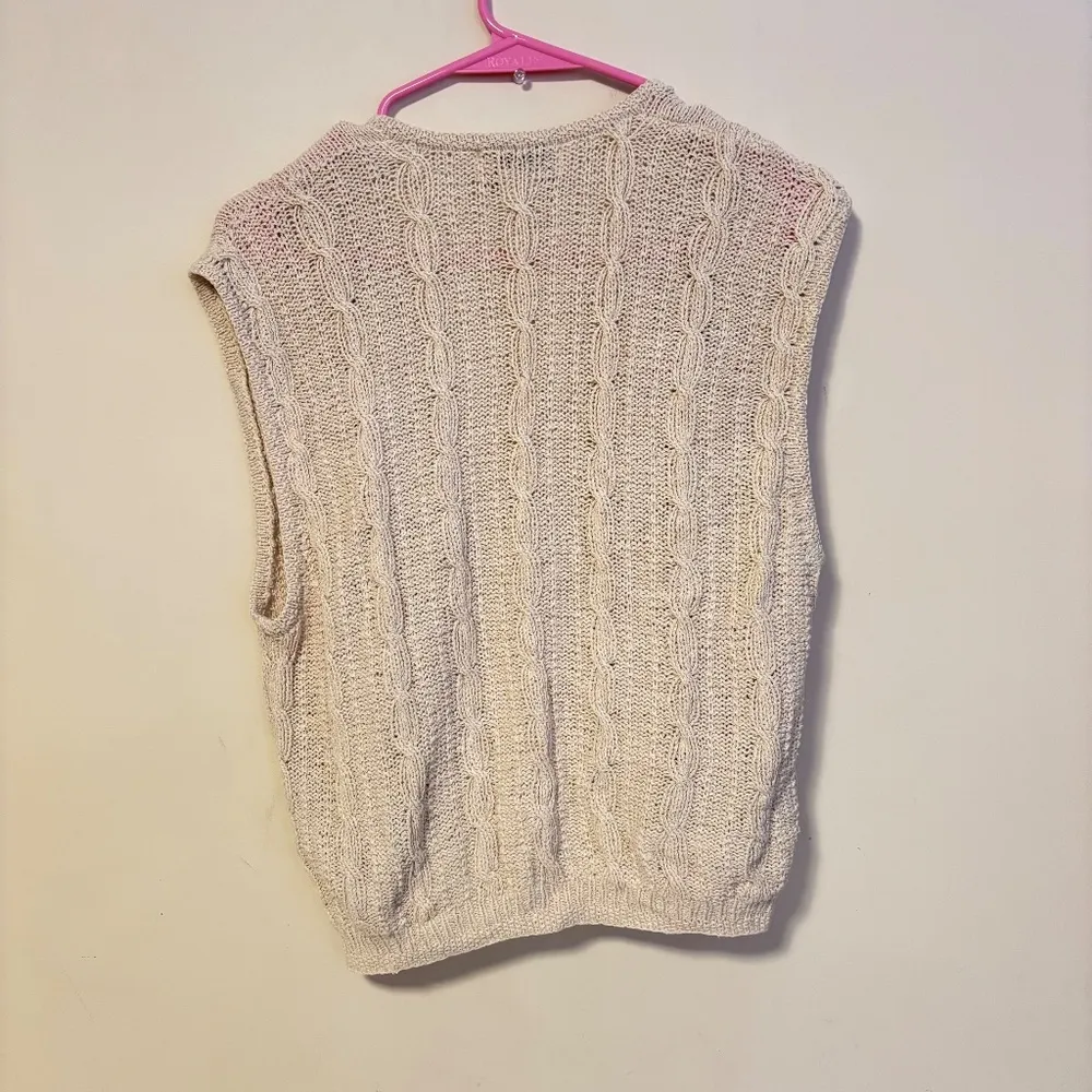 JH Collectibles Vintage Sleeveless Knit Sweater Vest Silk Blend Cream Size S - Image 2