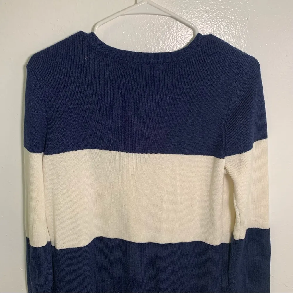 Ava Duster Cardigan Navy Cream Colorblock Stripe - Image 9