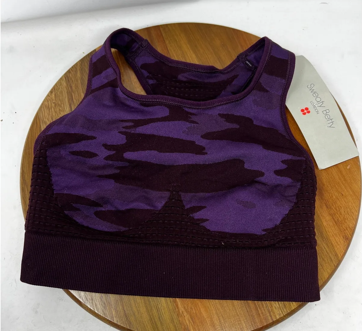 Sweaty Betty Stamina Racer Back Camo Medium Impact Workout Sports Bra Small - Image 1