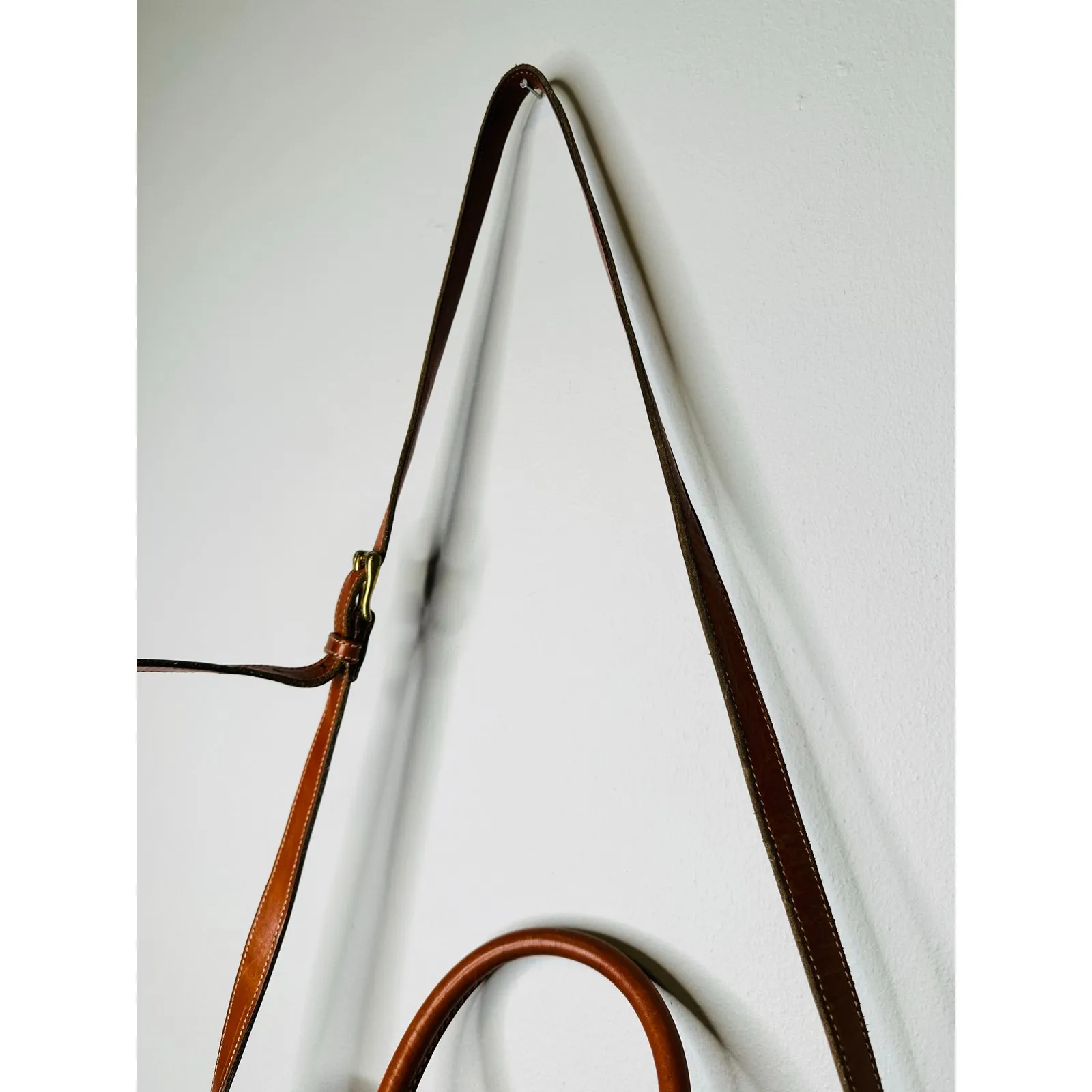 DOONEY & BOURKE Vintage 90s Olive Green Leather Top Handles Crossbody Handbag - Image 4