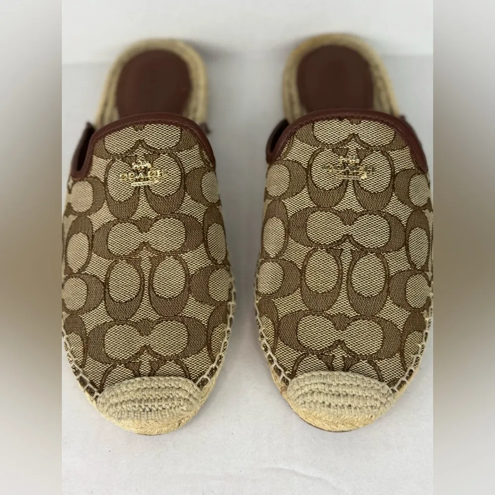 Coach Signature Brown and Tan Espadrille Slip-Ons - Image 2