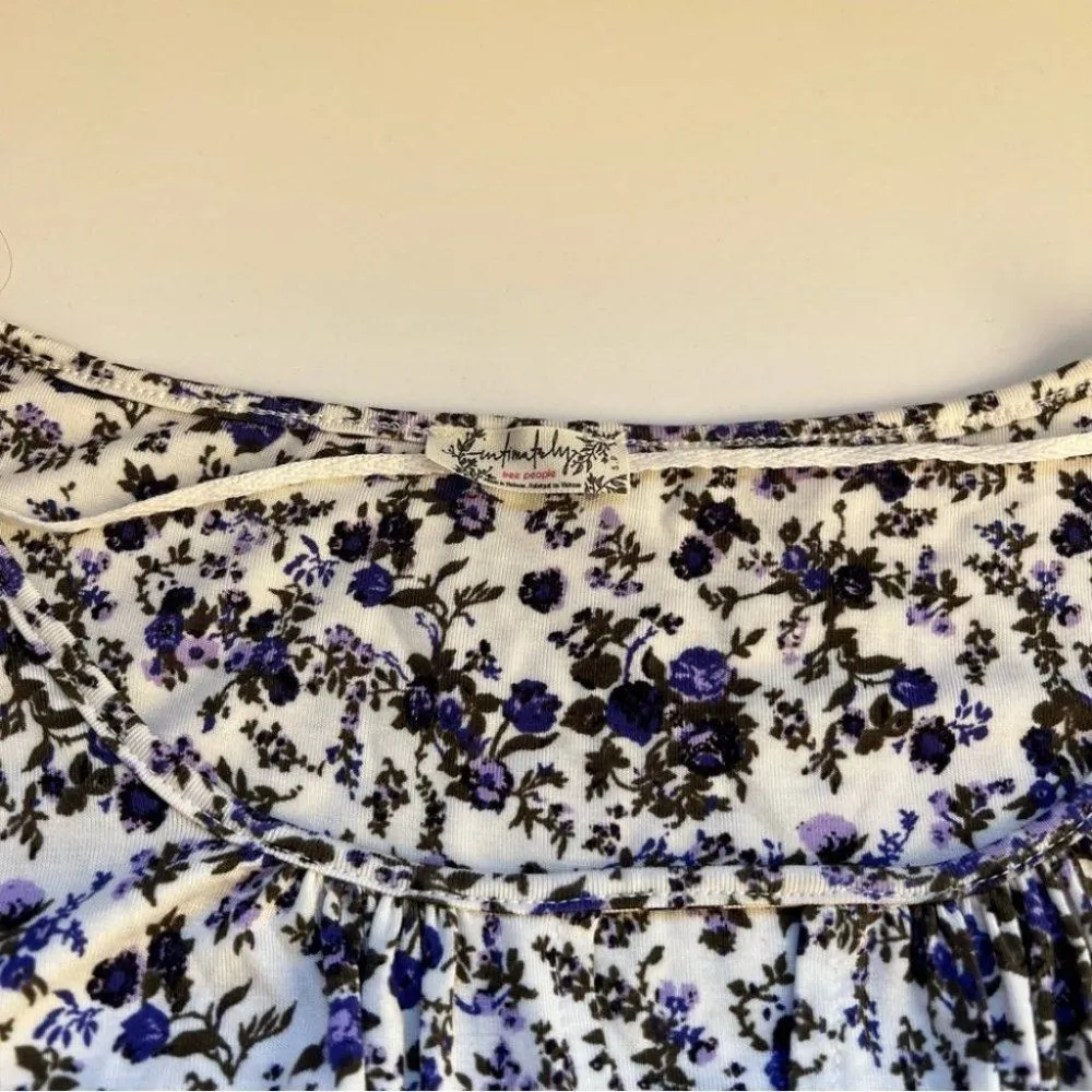Free People Kaya Bodysuit Ivory Purple Floral Keyhole Size Small NWT - Image 3