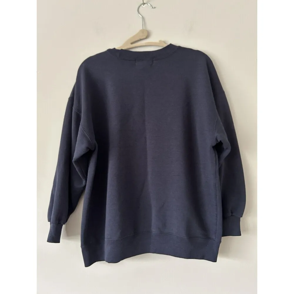 Vintage 90s Limited Jeans Worldwide Crewneck Sweatshirt Size Small Blue - Image 2