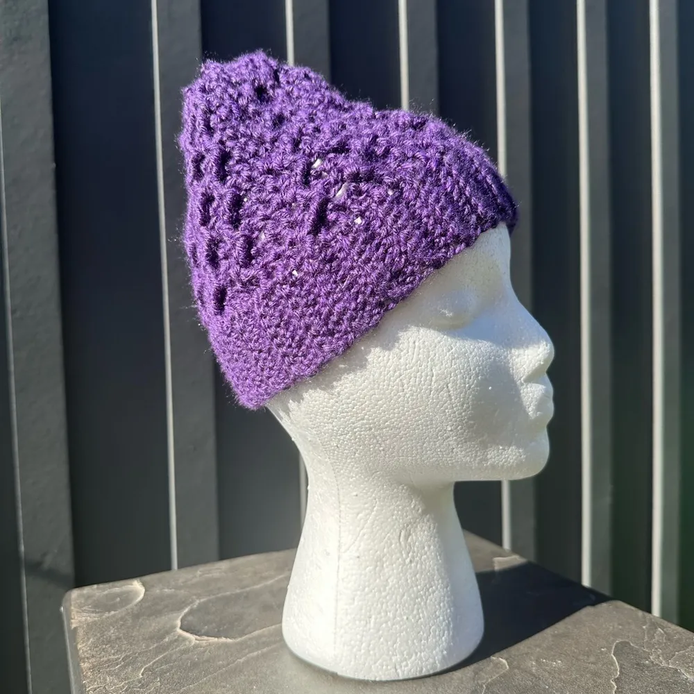 Royal Purple Knit Beanie - Image 2