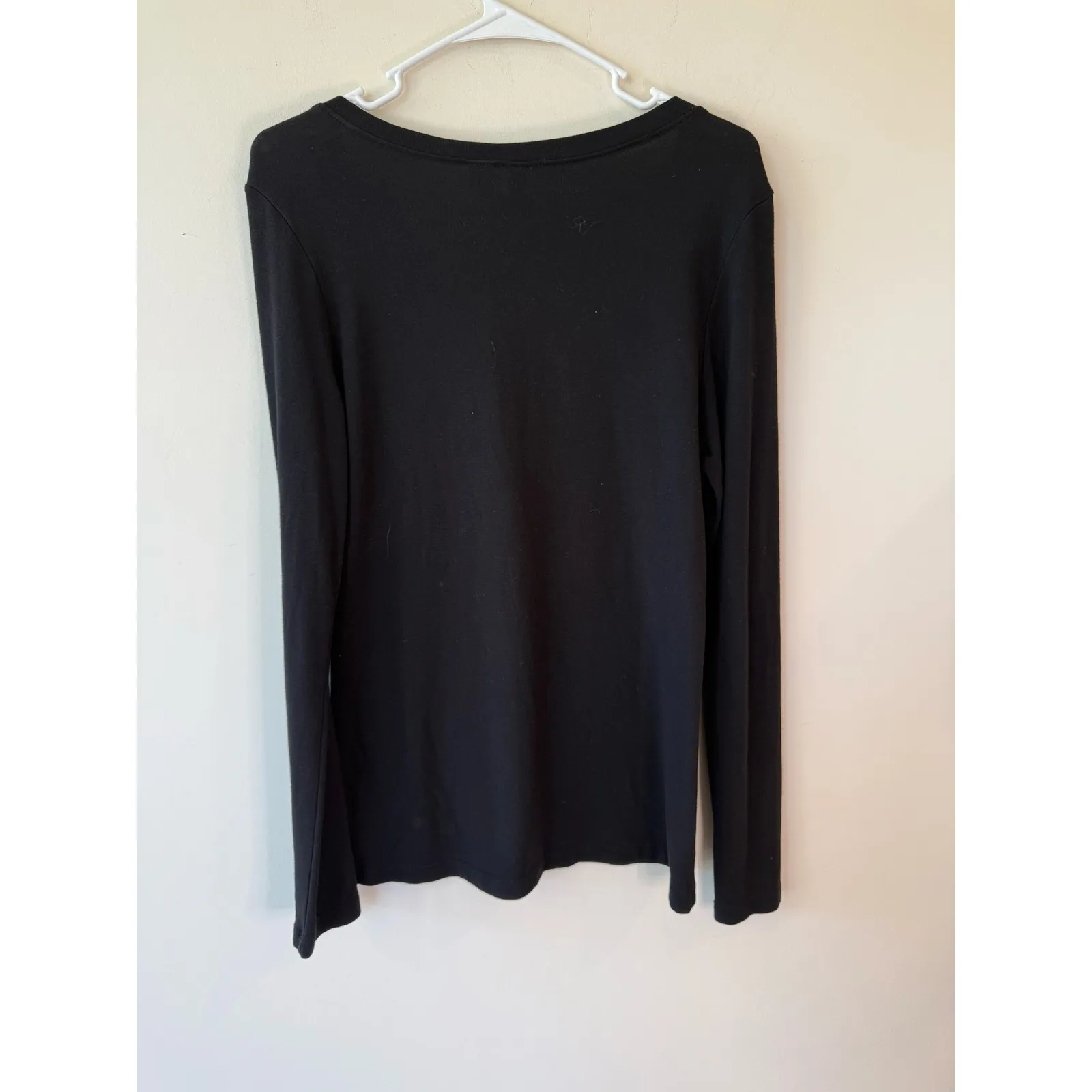 Cynthia Rowley Long Sleeve V-Neck Pullover Top Pima Cotton Black Women's Size XL - Image 2