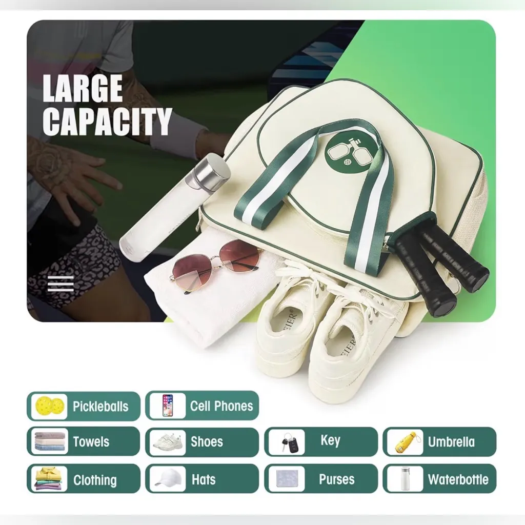 NEW Pickleball Tote Sling Bag Large Capacity Adjustable Shoulder Strap Hook - Image 2