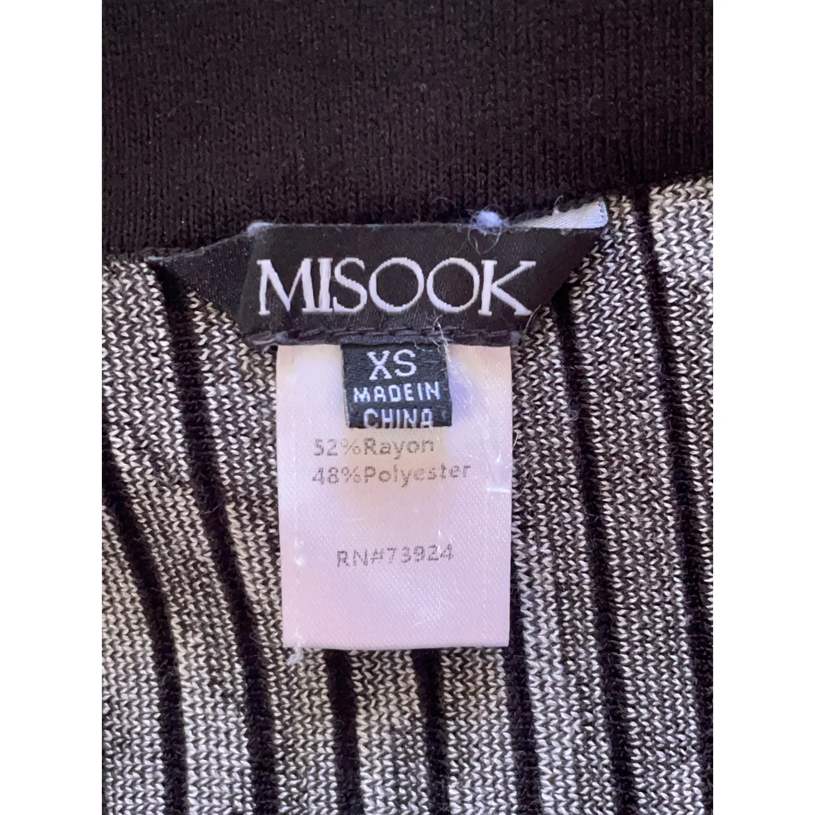 Misook Rayon Polyester Black White Knit A line Pullon Midi Skirt Size XS - Image 4