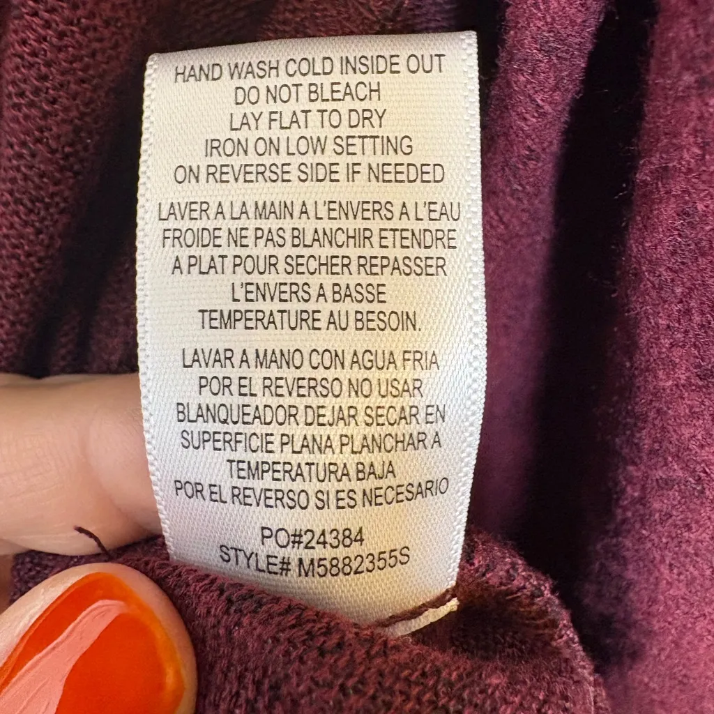 Bobeau Burgundy Draped Open Front Cardigan Soft Stretchy Minimalist Layer M - Image 5