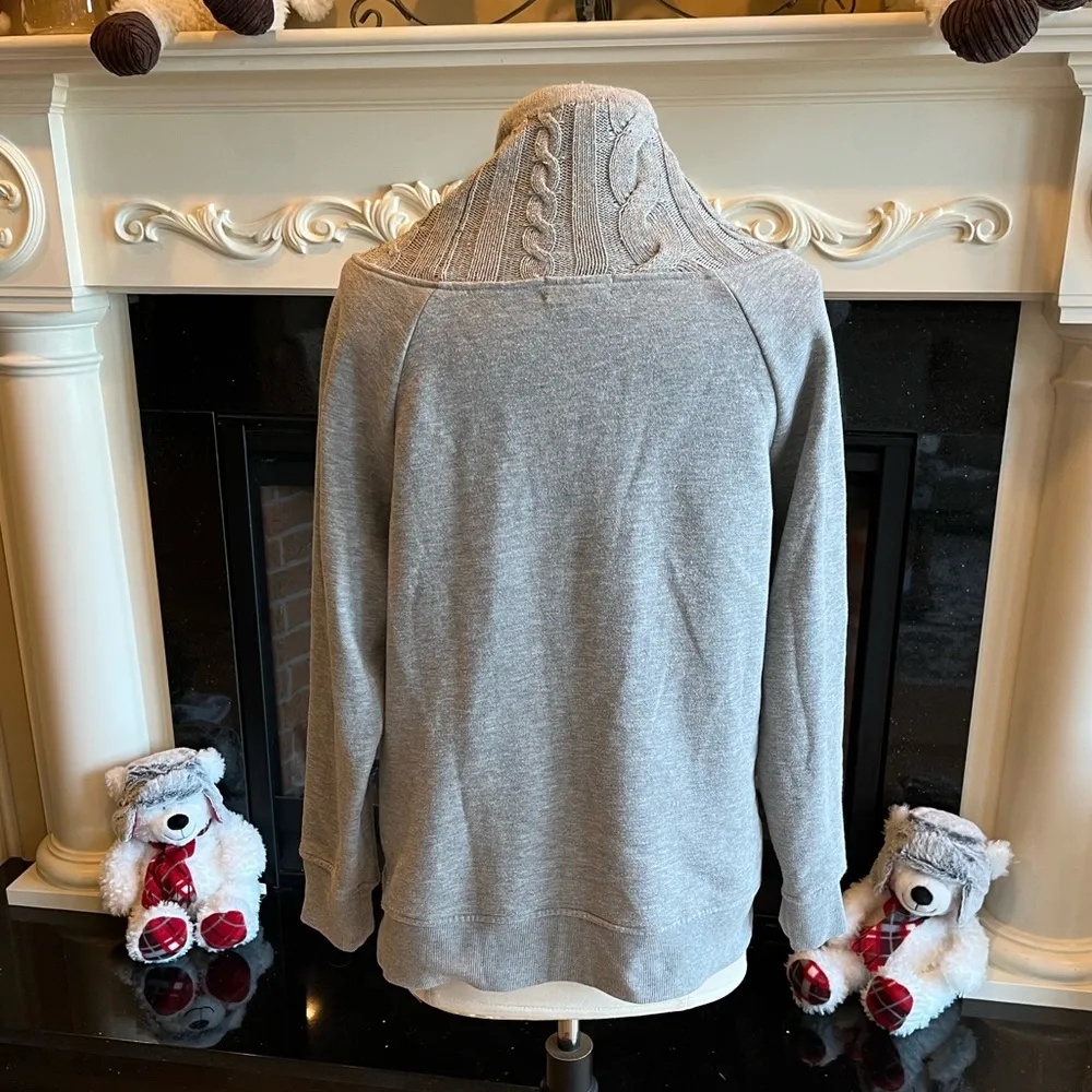 Comfy Gray Speckled Sweater Cable Knit Pullover Drape Neck Joseph A Cozy Shirt - Image 8