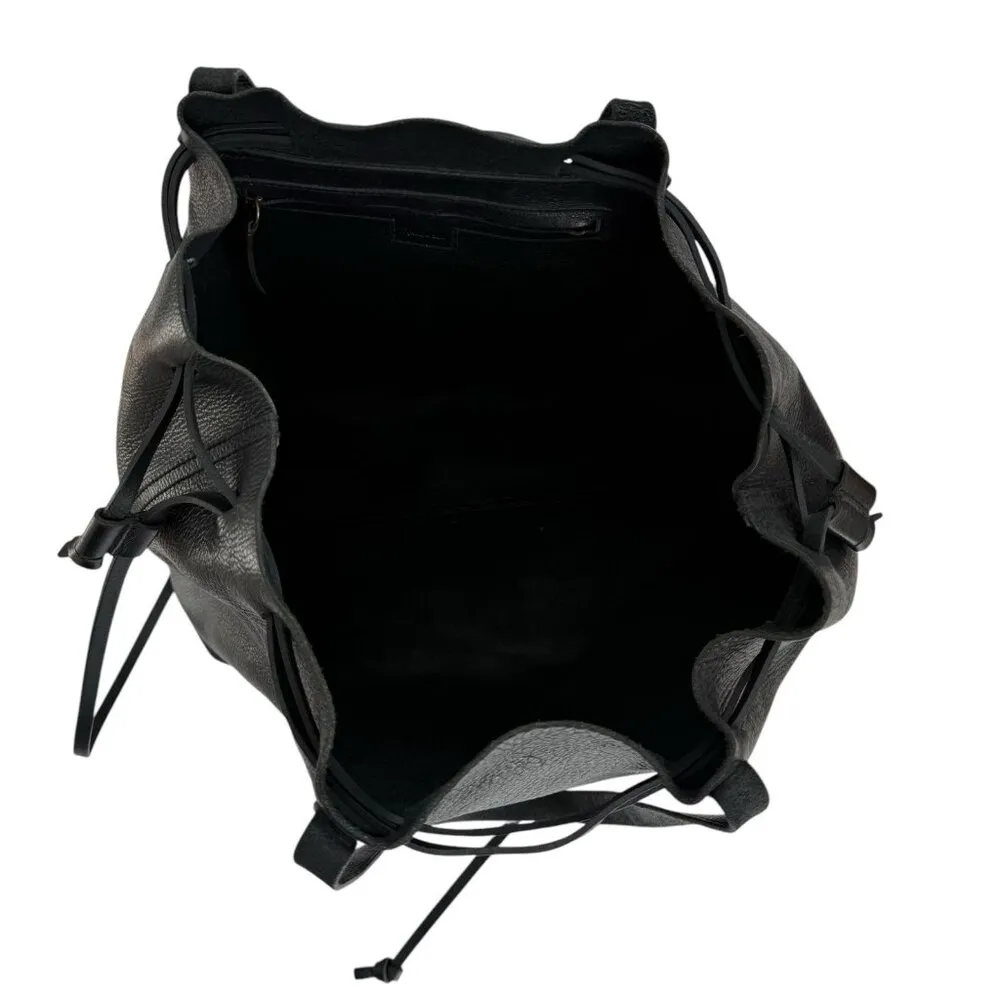 MADEWELL‎ The Drawstring Transport Tote Saddle Bag Purse Black Leather Women's - Image 4