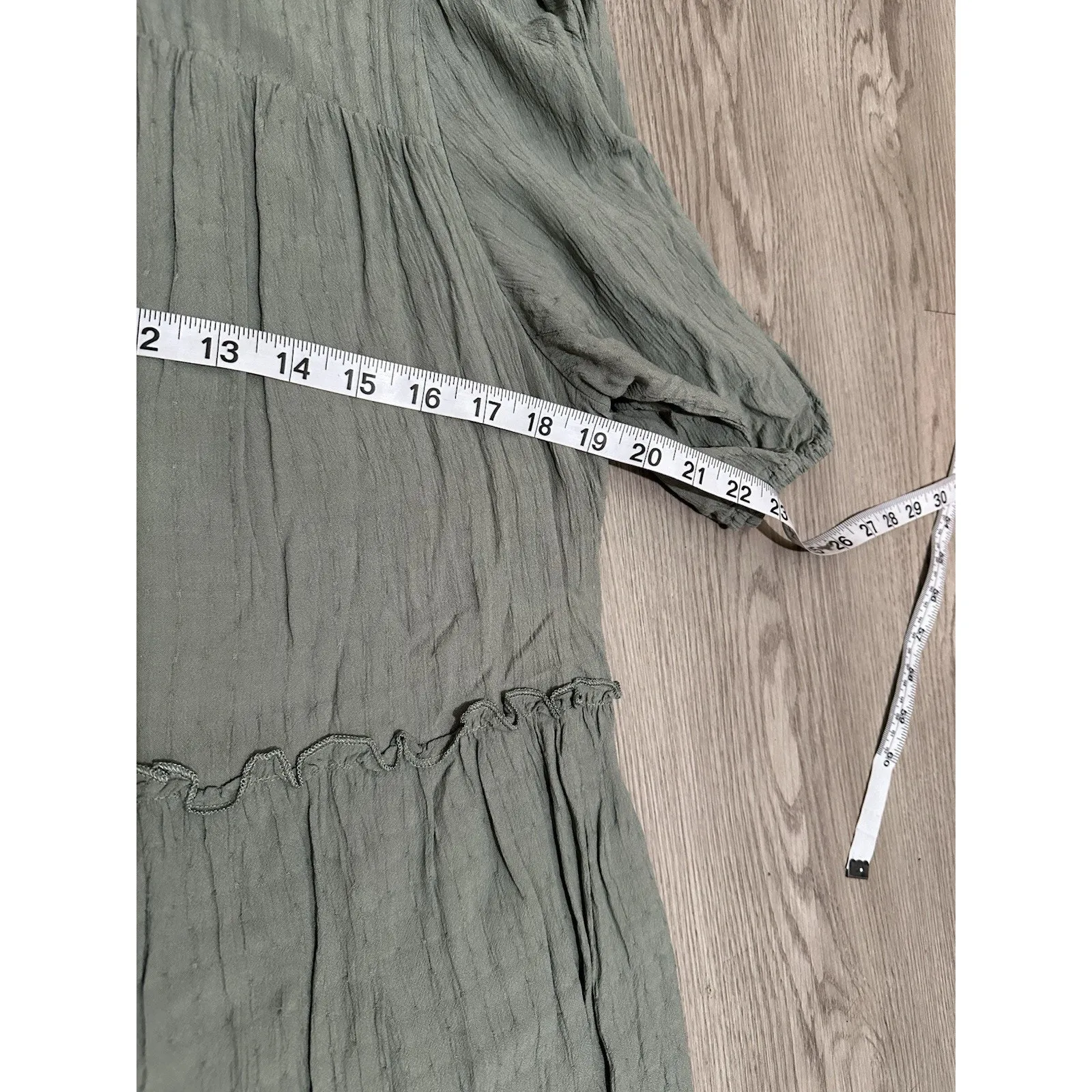 Gentle fawn dress L 3/4 Sleeve Fall is in the air Color Green 100%rayon - Image 3