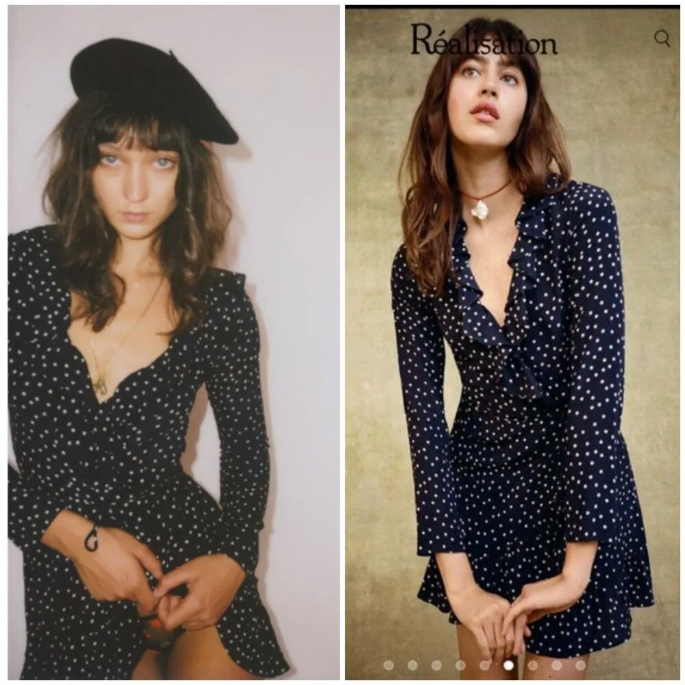 💕REALISATION PAR💕 Alexandra Navy Star Dress XS - Image 5