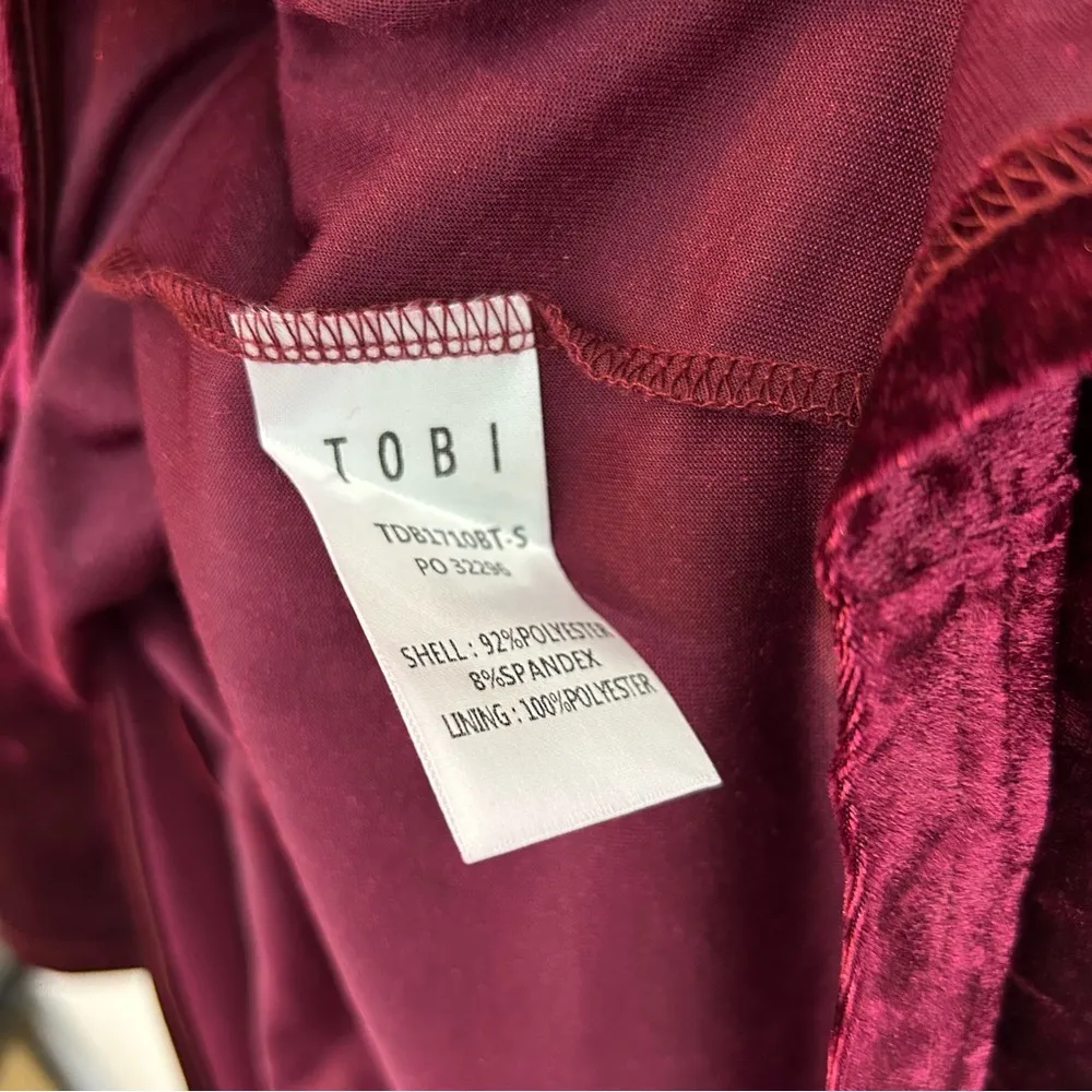 NWT TOBI Wine Red Velvet Deep V Long Sleeve Mini Dress Size XS - Image 15