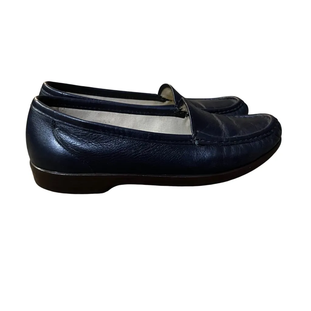 Vintage SAS Tripad Womens 7 Navy Blue Leather Slip - Image 2