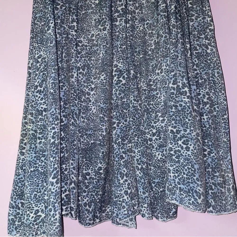 New Directions M Maxi Skirt Boho Animal Print Flounce Pull On Blue Size M - Image 9