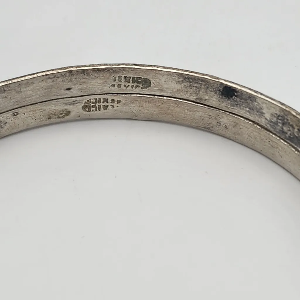 Vintage Handcrafted Cozumel Mexico Silver Tone Bangle Bracelets (8.5") - Image 5