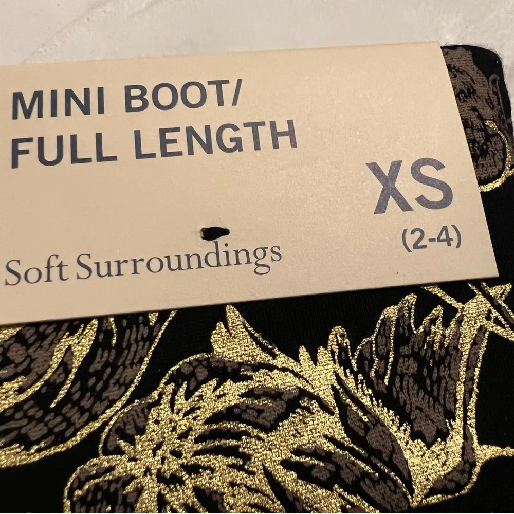 Soft Surroundings Moonstruck Pants Metallic Gold Floral Mini-Boot Full Length XS - Image 8