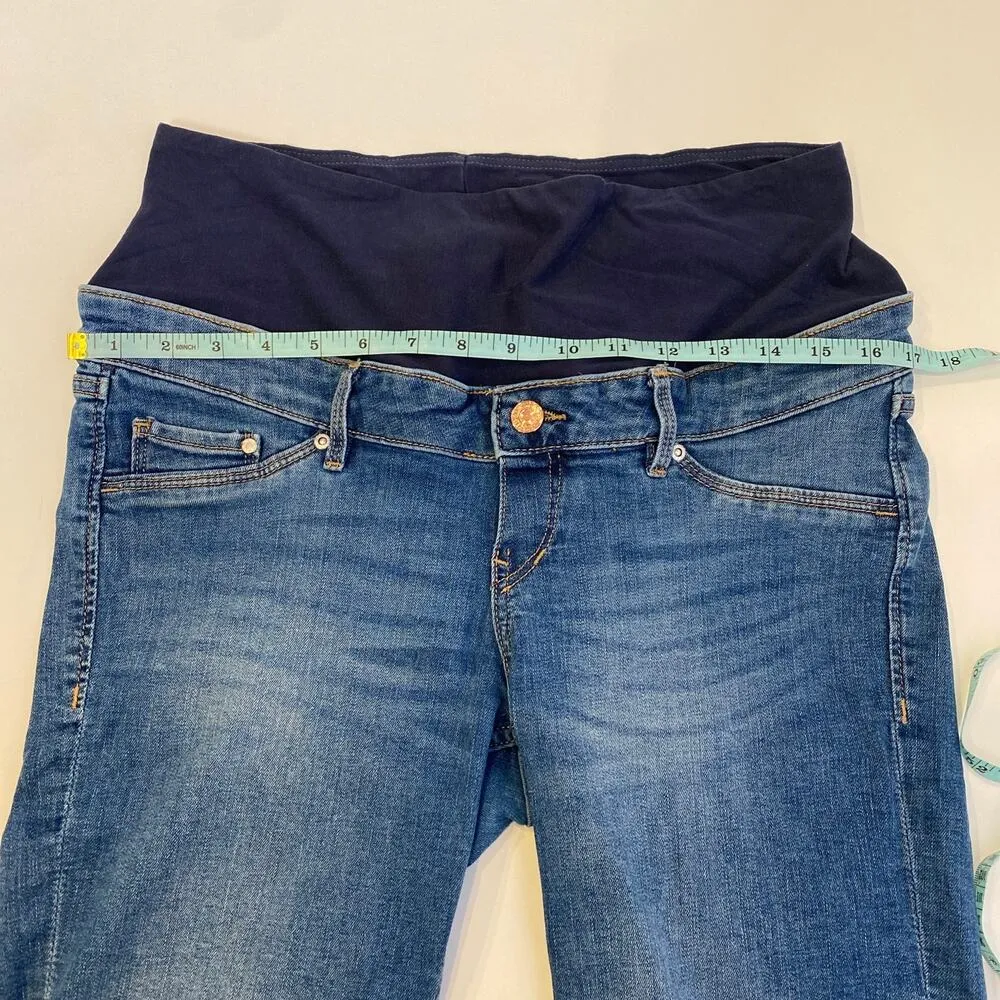H&M &Denim Medium Blue Wash Maternity Denim Jeans Shorts EUC Sz M Cotton Stretch - Image 11