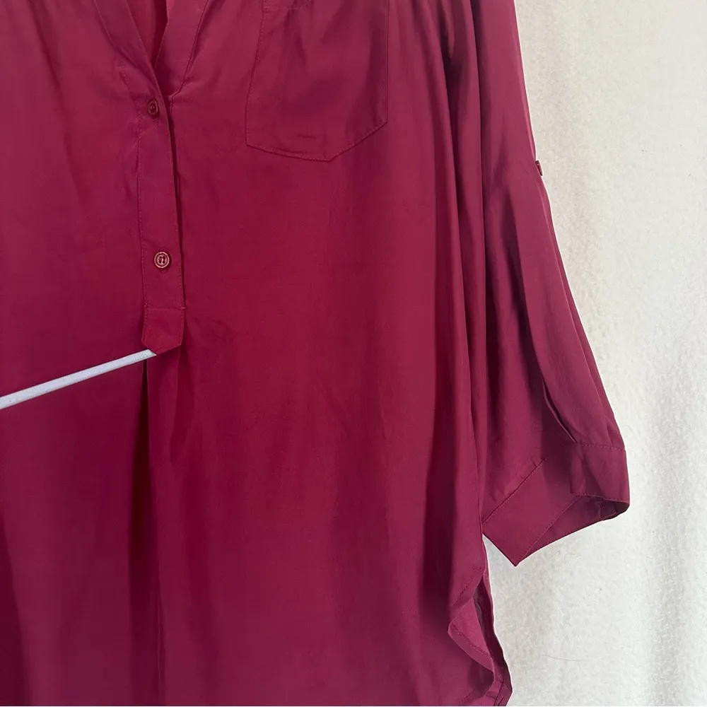 Bellatrix Long Sleeve Button Blouse 100% Silk Women’s Small Red - Image 4