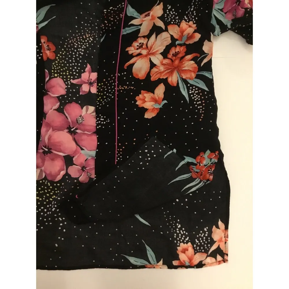 Forever 21 Tropical Floral Print Design Kimono Sz L Women - Image 7