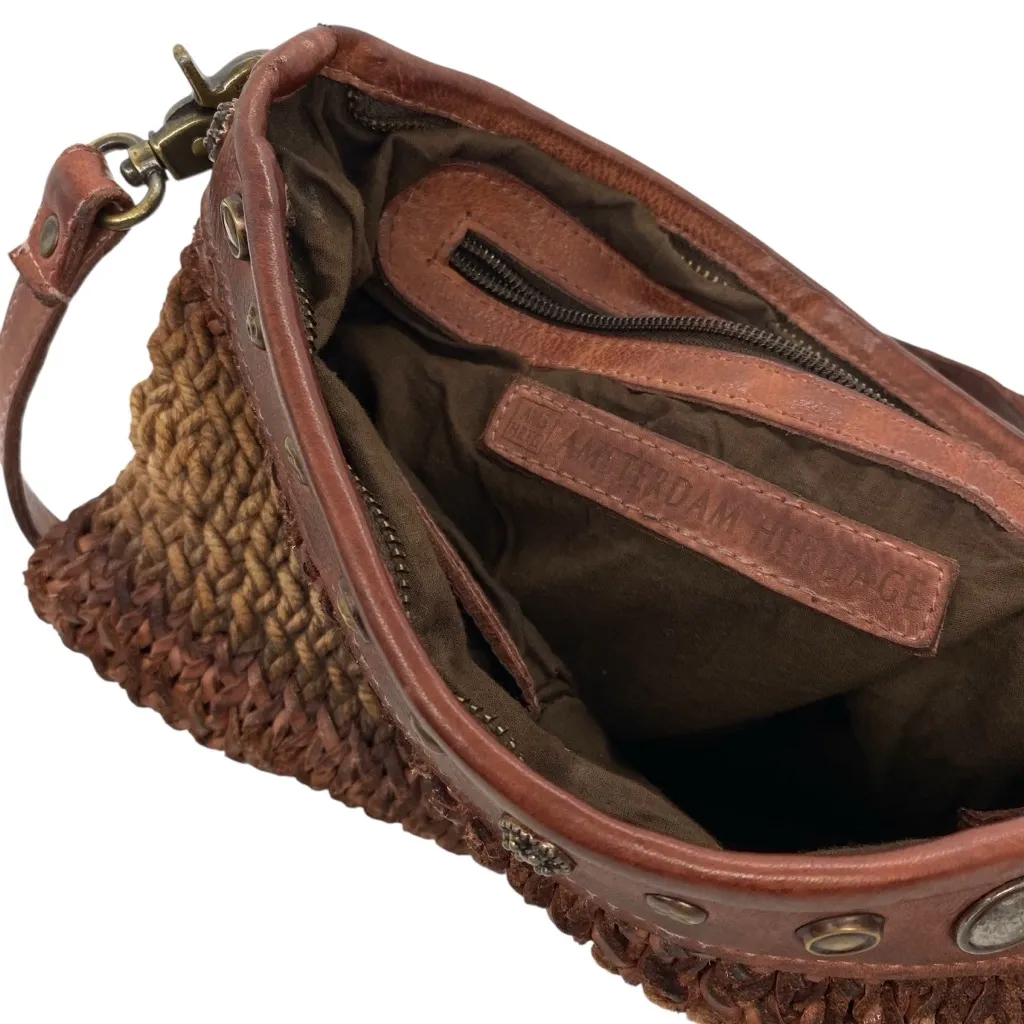 Amsterdam Heritage Brown Leather Woven Crossbody Shoulder Bag Southwestern - Image 10